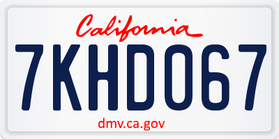 CA license plate 7KHD067