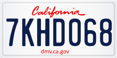 CA license plate 7KHD068