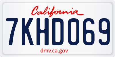 CA license plate 7KHD069