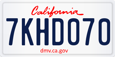CA license plate 7KHD070