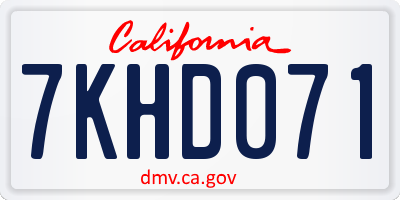 CA license plate 7KHD071