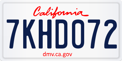 CA license plate 7KHD072