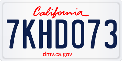 CA license plate 7KHD073
