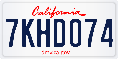 CA license plate 7KHD074