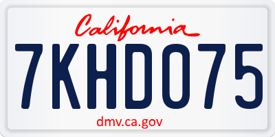 CA license plate 7KHD075