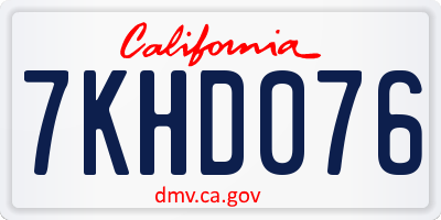 CA license plate 7KHD076