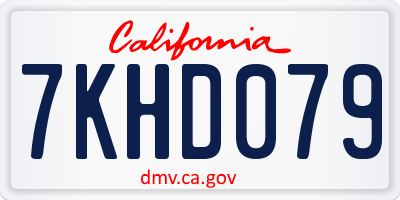 CA license plate 7KHD079