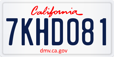 CA license plate 7KHD081
