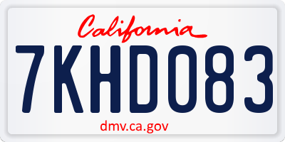 CA license plate 7KHD083
