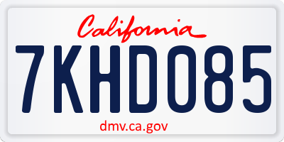 CA license plate 7KHD085