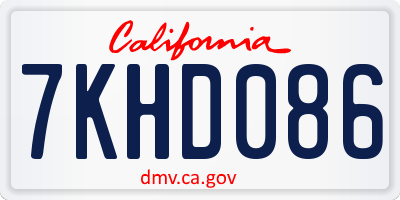 CA license plate 7KHD086