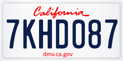 CA license plate 7KHD087