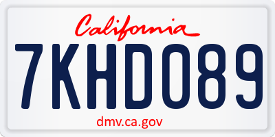 CA license plate 7KHD089
