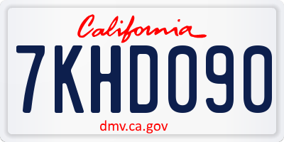 CA license plate 7KHD090