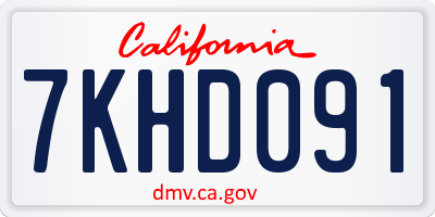 CA license plate 7KHD091