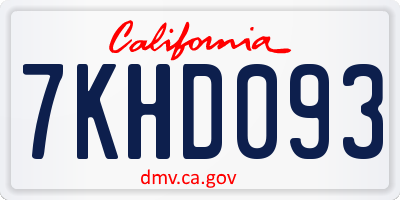 CA license plate 7KHD093
