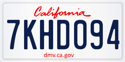 CA license plate 7KHD094