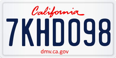 CA license plate 7KHD098