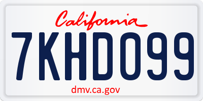 CA license plate 7KHD099