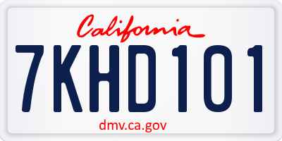 CA license plate 7KHD101