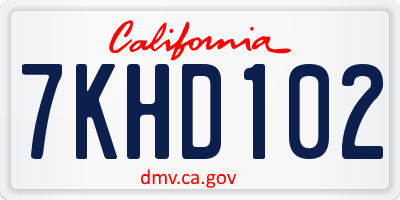 CA license plate 7KHD102