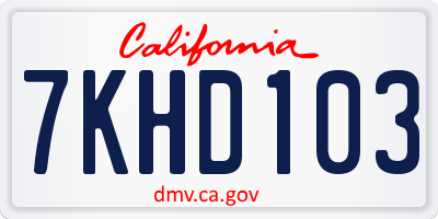 CA license plate 7KHD103