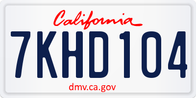 CA license plate 7KHD104
