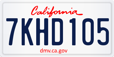 CA license plate 7KHD105