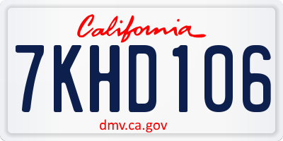 CA license plate 7KHD106
