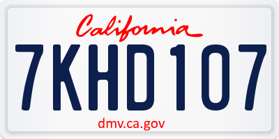 CA license plate 7KHD107