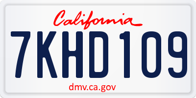 CA license plate 7KHD109