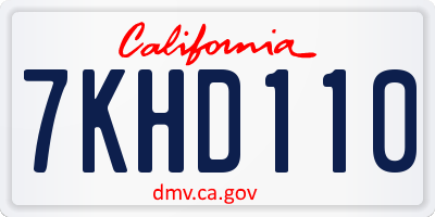 CA license plate 7KHD110