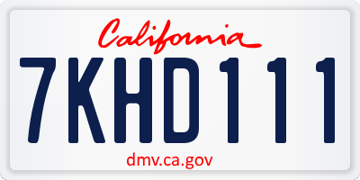 CA license plate 7KHD111