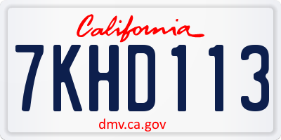 CA license plate 7KHD113