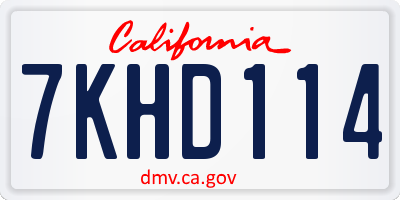 CA license plate 7KHD114