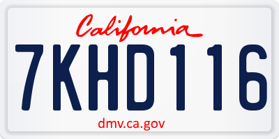 CA license plate 7KHD116