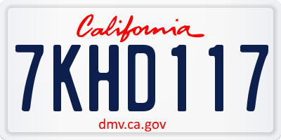 CA license plate 7KHD117