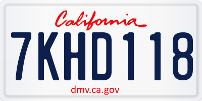 CA license plate 7KHD118