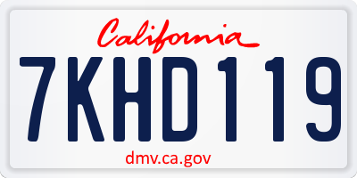 CA license plate 7KHD119