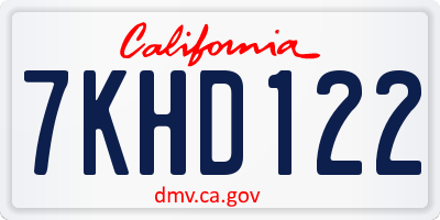 CA license plate 7KHD122