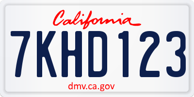 CA license plate 7KHD123