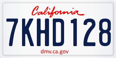 CA license plate 7KHD128