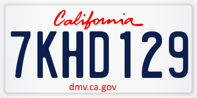 CA license plate 7KHD129