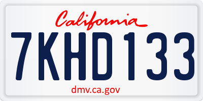 CA license plate 7KHD133