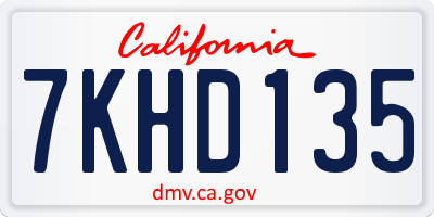 CA license plate 7KHD135