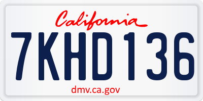 CA license plate 7KHD136