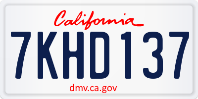 CA license plate 7KHD137