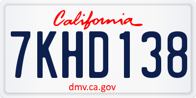 CA license plate 7KHD138