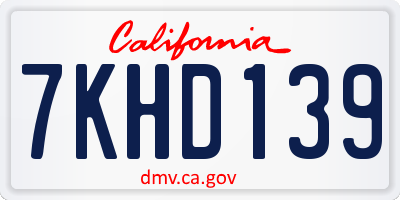 CA license plate 7KHD139