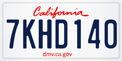 CA license plate 7KHD140